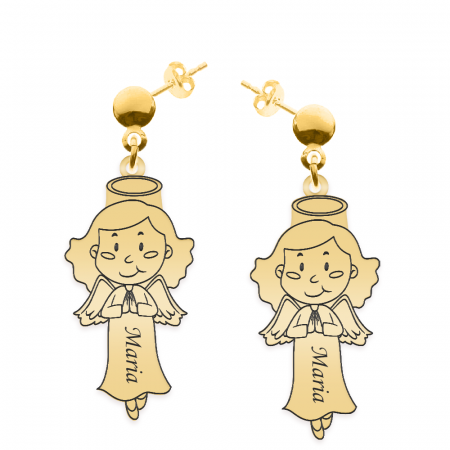 Cercei personalizati - Little Angel - Cercei personalizati fetita ingeras cu tija din argint 925 placat cu aur galben 24K