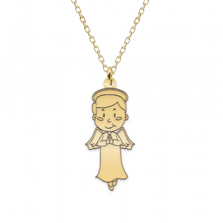 Lantisor cu ingeras si nume gravat - argint 925 placat cu aur 24K [1]