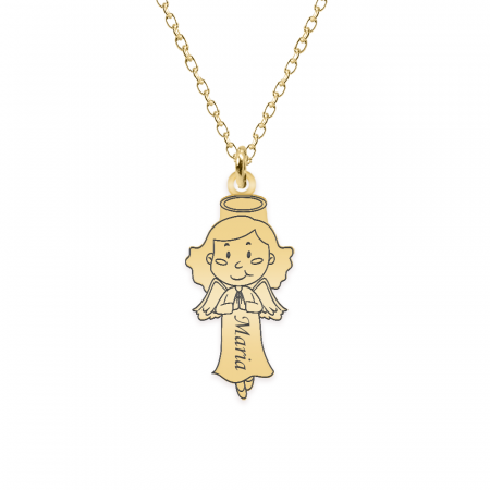 Bijuterii din argint placate cu aur 24K - Little Angel - Colier personalizat fetita ingeras din argint 925 placat cu aur galben 24K