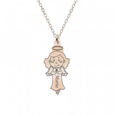 Bijuterii placate cu aur - Little Angel - Colier personalizat fetita ingeras din argint 925 placat cu aur roz