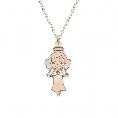 Little Angel - Colier personalizat fetita ingeras din argint 925 placat cu aur roz [1]