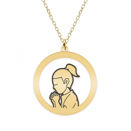 Bijuterii placate cu aur - Little Prayer - Colier personalizat copil rugaciune din argint 925 placat cu aur galben 24K