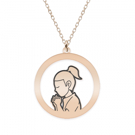 Bijuterii placate cu aur - Little Prayer - Colier personalizat copil rugaciune din argint 925 placat cu aur roz