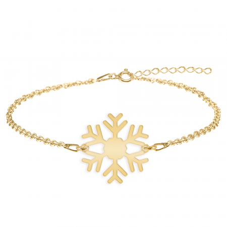 Little Snowflake - Bratara personalizata fulg si litera din argint 925 placat cu aur galben 24K [1]