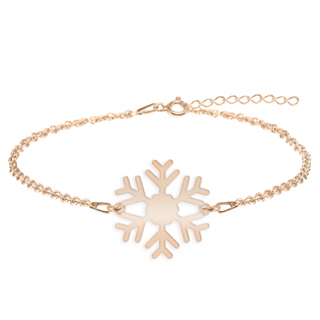 Little Snowflake - Bratara personalizata fulg si litera din argint 925 placat cu aur roz [1]