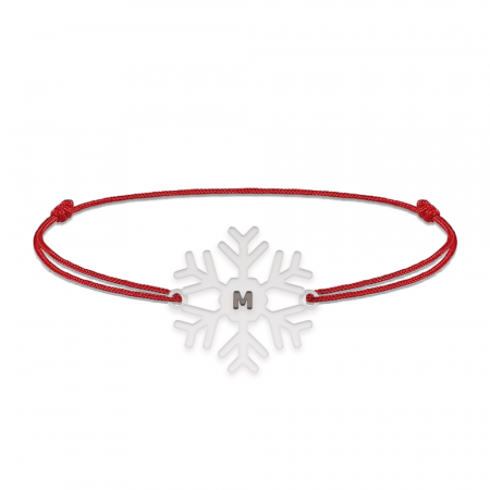 Little Snowflake - Bratara snur personalizata fulg si litera din argint 925 [2]