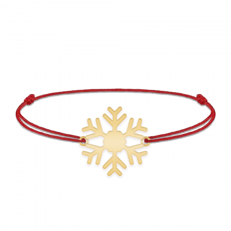 Little Snowflake - Bratara snur personalizata fulg si litera din argint 925 placat cu aur galben 24K [1]