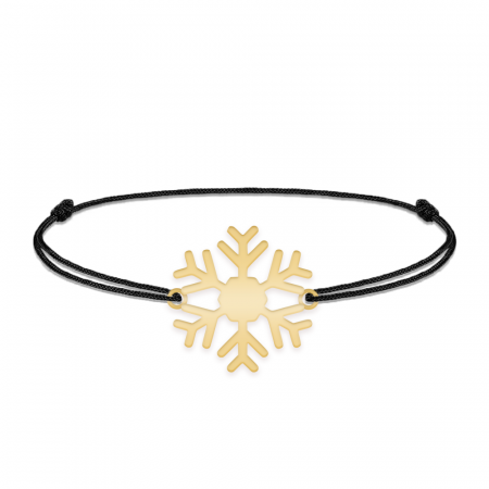 Little Snowflake - Bratara snur personalizata fulg si litera din argint 925 placat cu aur galben 24K [3]