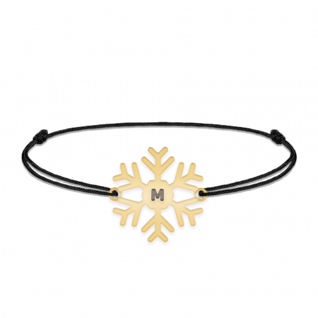 Little Snowflake - Bratara snur personalizata fulg si litera din argint 925 placat cu aur galben 24K [2]