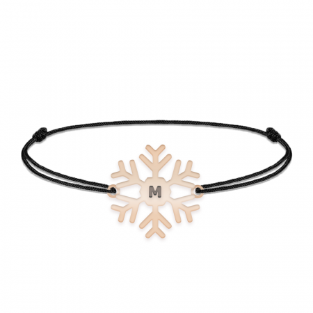 Little Snowflake - Bratara snur personalizata fulg si litera din argint 925 placat cu aur roz [2]