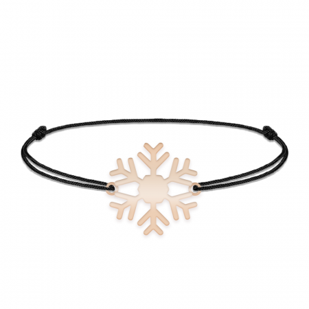 Little Snowflake - Bratara snur personalizata fulg si litera din argint 925 placat cu aur roz [3]