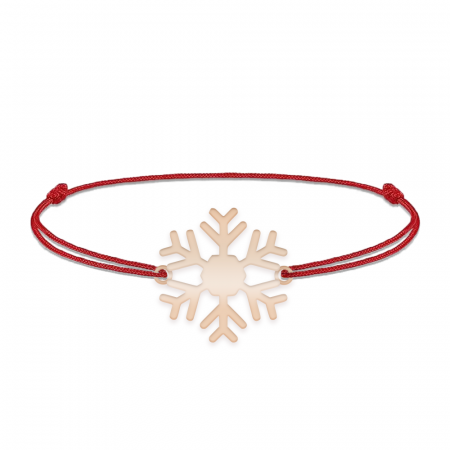 Little Snowflake - Bratara snur personalizata fulg si litera din argint 925 placat cu aur roz [1]