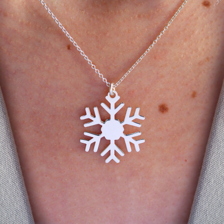 Little Snowflake - Colier personalizat fulg si litera din argint 925 placat cu aur galben 24K [2]