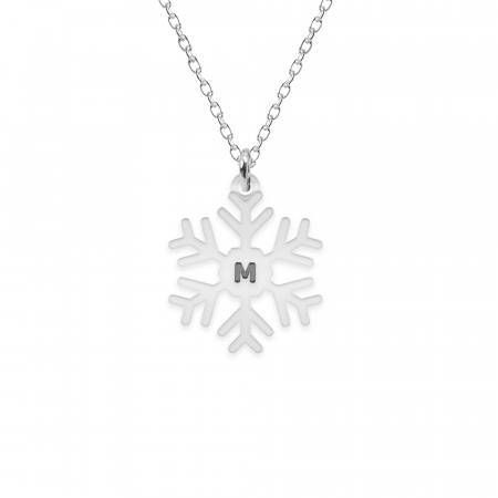 Lantisoare cu text personalizat din argint - Little Snowflake - Colier personalizat fulg si litera din argint 925