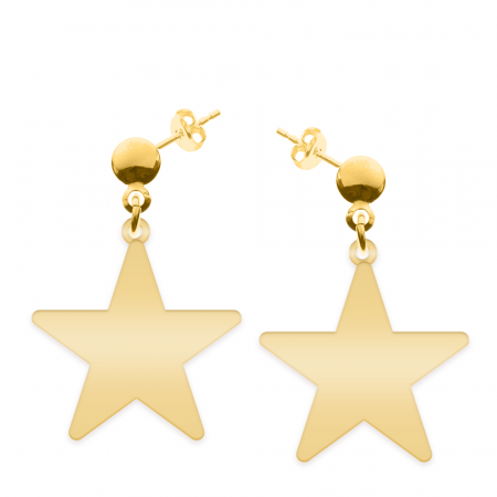 Cercei personalizati - Cercei steluta cu tija - argint 925 placat cu aur 24K