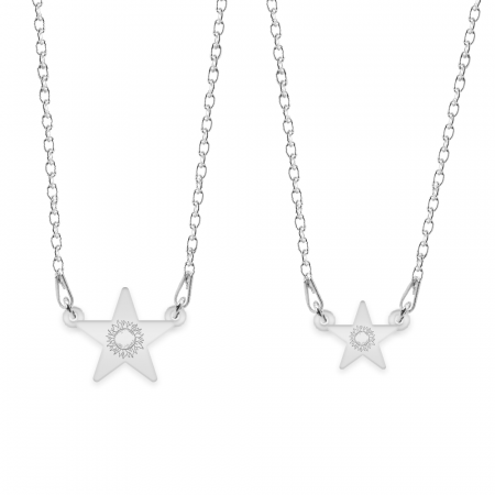 Bijuterii de cuplu si familie - Little Star - Set coliere personalizate cu steluta din argint 925