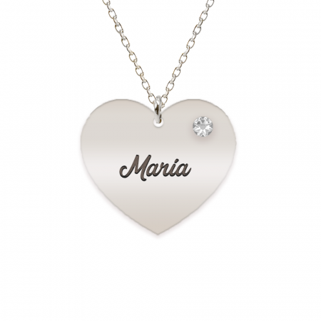 Lantisoare si coliere din argint - Lolita - Colier inima argint 925 si cristal - personalizat cu nume