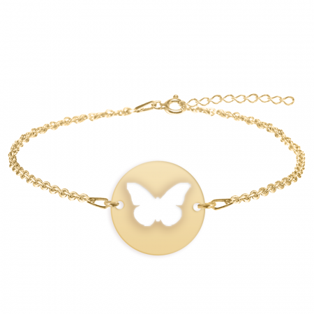 Bratari personalizate - Lolo - Bratara argint 925 personalizata cu fluturas decupat din argint 925 placat cu aur galben 24K