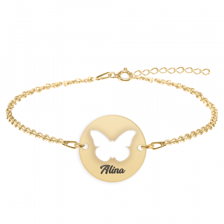 Lolo - Bratara argint 925 personalizata cu fluturas decupat din argint 925 placat cu aur galben 24K [1]