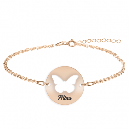 Lolo - Bratara argint 925 personalizata cu fluturas decupat din argint 925 placat cu aur roz [1]