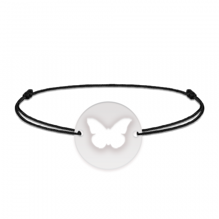 Bijuterii personalizate - Lolo - Bratara personalizata snur cu fluturas decupat din argint 925