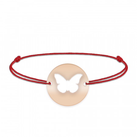 Lolo - Bratara personalizata snur cu fluturas decupat din argint 925 placat cu aur roz [3]
