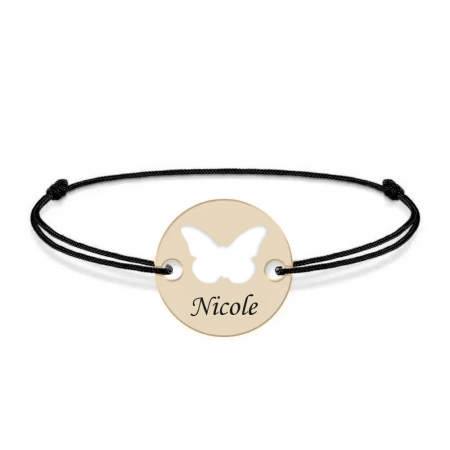 Lolo - Bratara personalizata snur si banut cu fluturas din Aur 14 karate - 0,35 grame,12 mm [2]