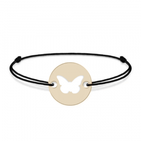 Lolo - Bratara personalizata snur si banut cu fluturas din Aur 14 karate - 0,35 grame,12 mm [3]