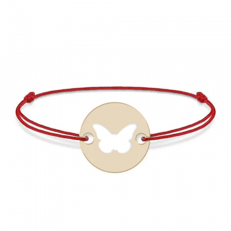 Lolo - Bratara personalizata snur si banut cu fluturas din Aur 14 karate - 0,35 grame,12 mm [1]