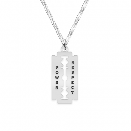 Coliere personalizate argint - Louis - Colier personalizat dog tag si lama decupata din argint 925
