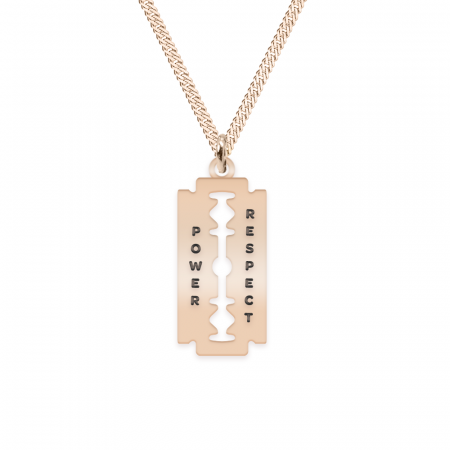 Bijuterii din argint placate cu aur 24K - Louis - Colier personalizat dog tag si lama decupata din argint 925 placat cu aur roz