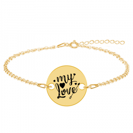 Bratari personalizate - Lover - Bratara personalizata banut argint 925 placat cu aur galben 24K My Love