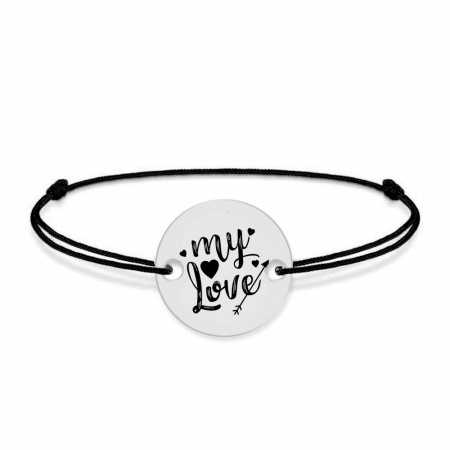 Lover - Bratara snur personalizata banut argint 925 cu textul My Love [2]