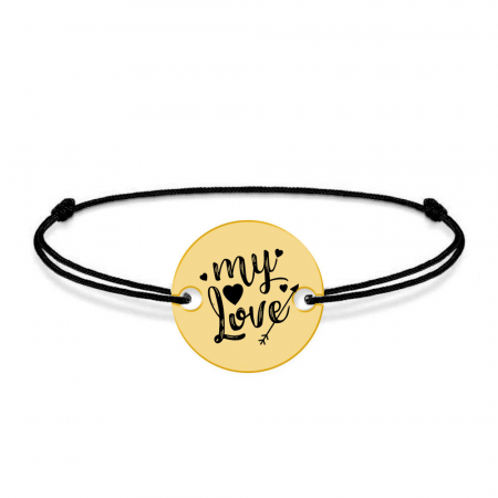 Lover - Bratara snur personalizata banut argint 925 placat cu aur galben 24K cu textul My Love [1]