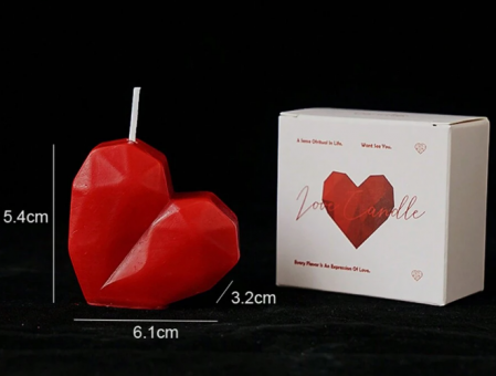 Lumanare parfumata – Forma de inima geometrica rosie, 6 cm [1]