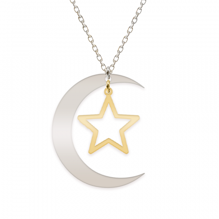 Lantisoare si coliere din argint - Luna - Colier personalizat semiluna si stea din argint 925