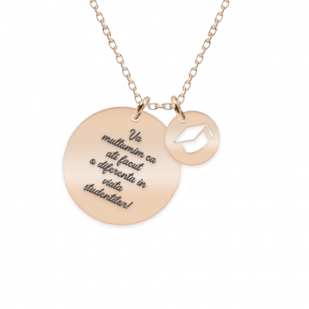 Bijuterii placate cu aur - Magsiter - Colier personalizat profesor din argint 925 placat cu aur roz