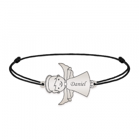 Bijuterii personalizate - Malaikat - Bratara personalizata snur baietel ingeras din argint 925