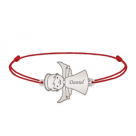Malaikat - Bratara personalizata snur baietel ingeras din argint 925 [2]