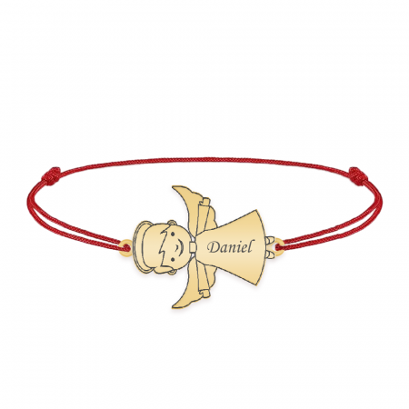 Bratari personalizate - Malaikat - Bratara personalizata snur baietel ingeras din argint 925 placat cu aur galben 24K