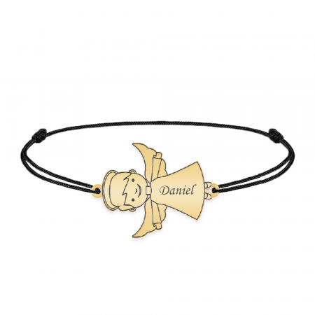 Malaikat - Bratara personalizata snur baietel ingeras din argint 925 placat cu aur galben 24K [3]