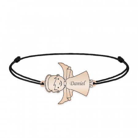 Bratari personalizate - Malaikat - Bratara personalizata snur baietel ingeras din argint 925 placat cu aur roz