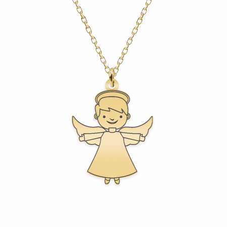 Malaikat - Colier personalizat baietel ingeras din argint 925 placat cu aur galben 24K [1]