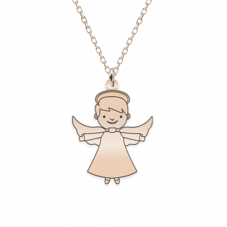 Malaikat - Colier personalizat baietel ingeras din argint 925 placat cu aur roz [1]