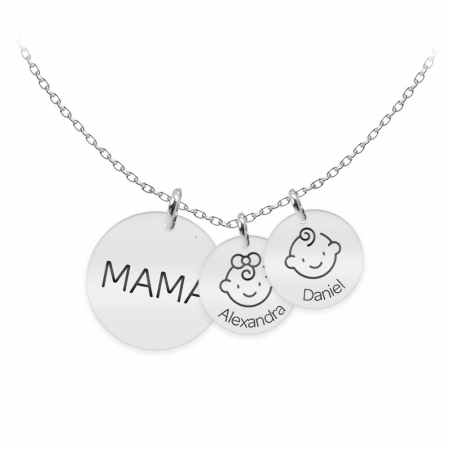 Lantisoare si coliere din argint - Mama - Colier argint 925 personalizat mama si copii - Banut