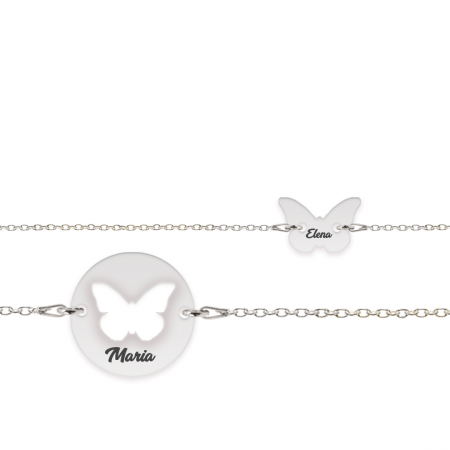 Seturi - Mariposa - Set bratari personalizat banut si fluturas cu nume din argint 925