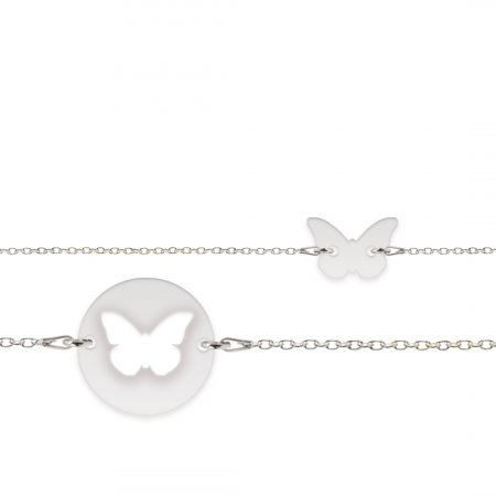 Mariposa - Set bratari personalizat banut si fluturas cu nume din argint 925 [1]