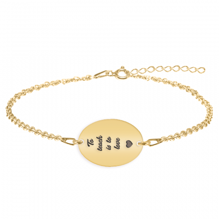 Bratari personalizate - Master - Bratara personalizata absolvire "To teach is to love" din argint 925 placat cu aur galben 24K