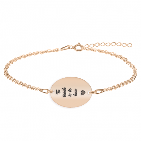 Bijuterii personalizate - Master - Bratara personalizata absolvire "To teach is to love" din argint 925 placat cu aur roz