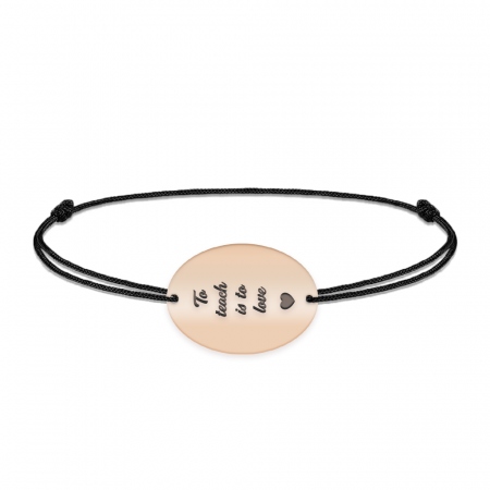 Bratari personalizate - Master - Bratara personalizata snur pentru absolvire "To teach is to love" din argint 925 placat cu aur roz